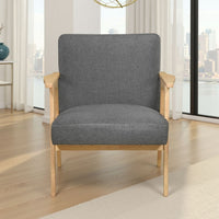 Cathy Accent Club Armchair, Soft Dark Gray, Natural Brown Wood -BM336183