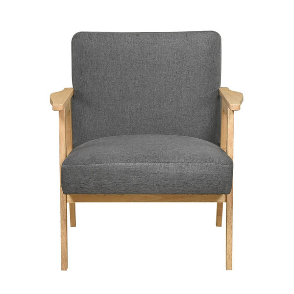 Cathy Accent Club Armchair, Soft Dark Gray, Natural Brown Wood -BM336183