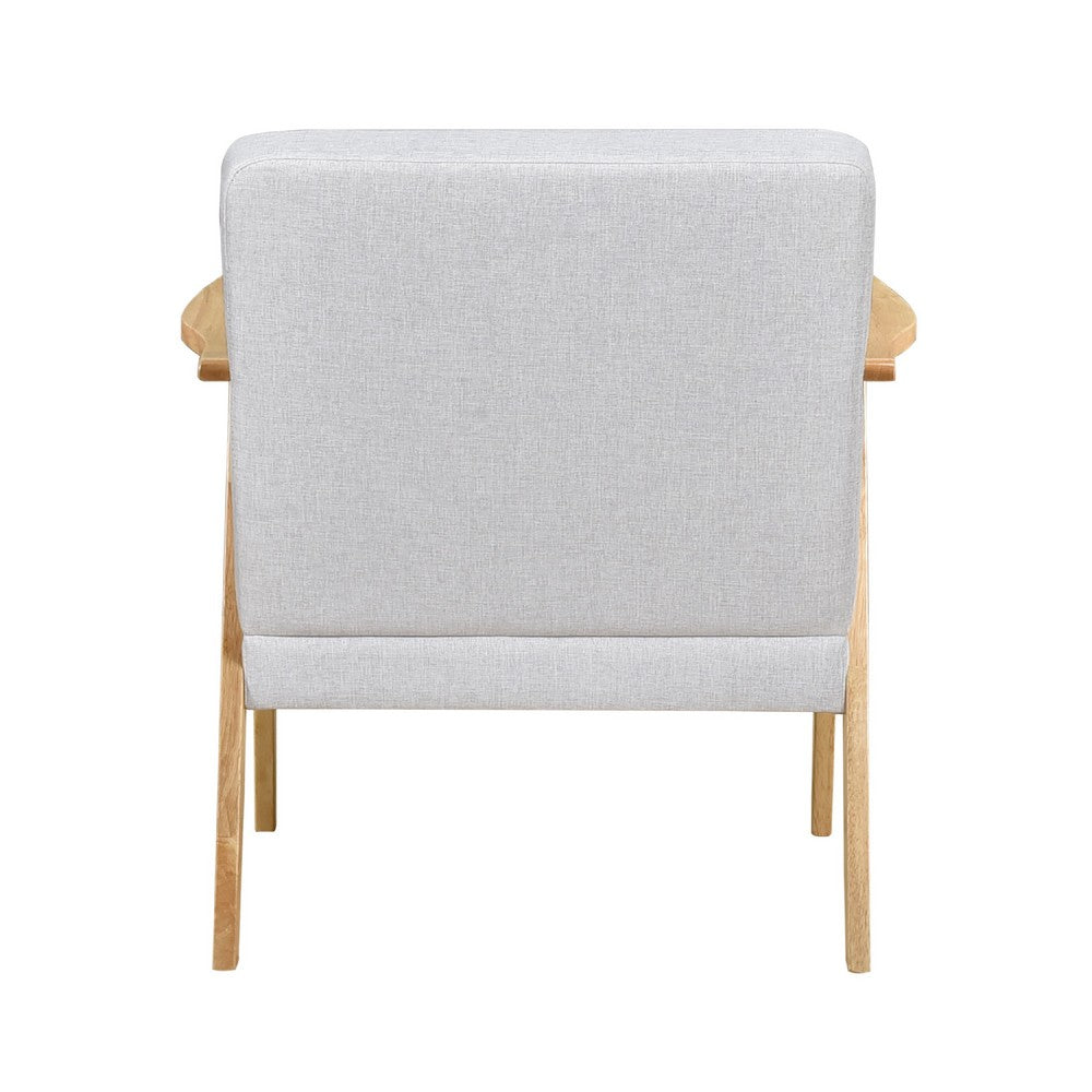 Cathy Accent Club Armchair, Soft Light Gray, Natural Brown Wood -BM336184