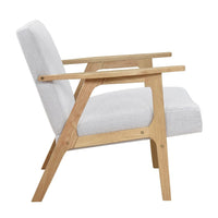 Cathy Accent Club Armchair, Soft Light Gray, Natural Brown Wood -BM336184