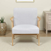 Cathy Accent Club Armchair, Soft Light Gray, Natural Brown Wood -BM336184
