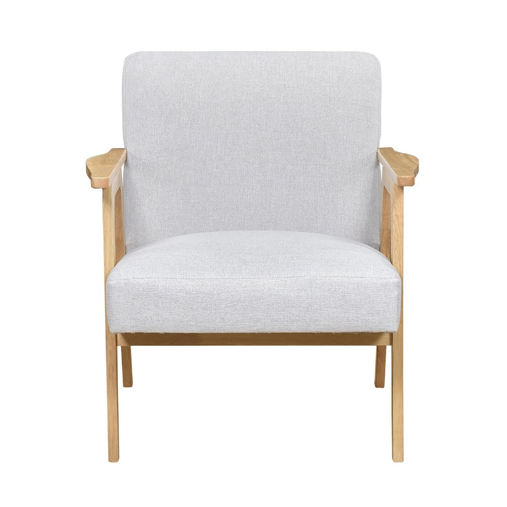Cathy Accent Club Armchair, Soft Light Gray, Natural Brown Wood -BM336184