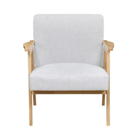 Cathy Accent Club Armchair, Soft Light Gray, Natural Brown Wood -BM336184