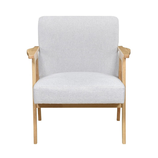 Cathy Accent Club Armchair, Soft Light Gray, Natural Brown Wood -BM336184