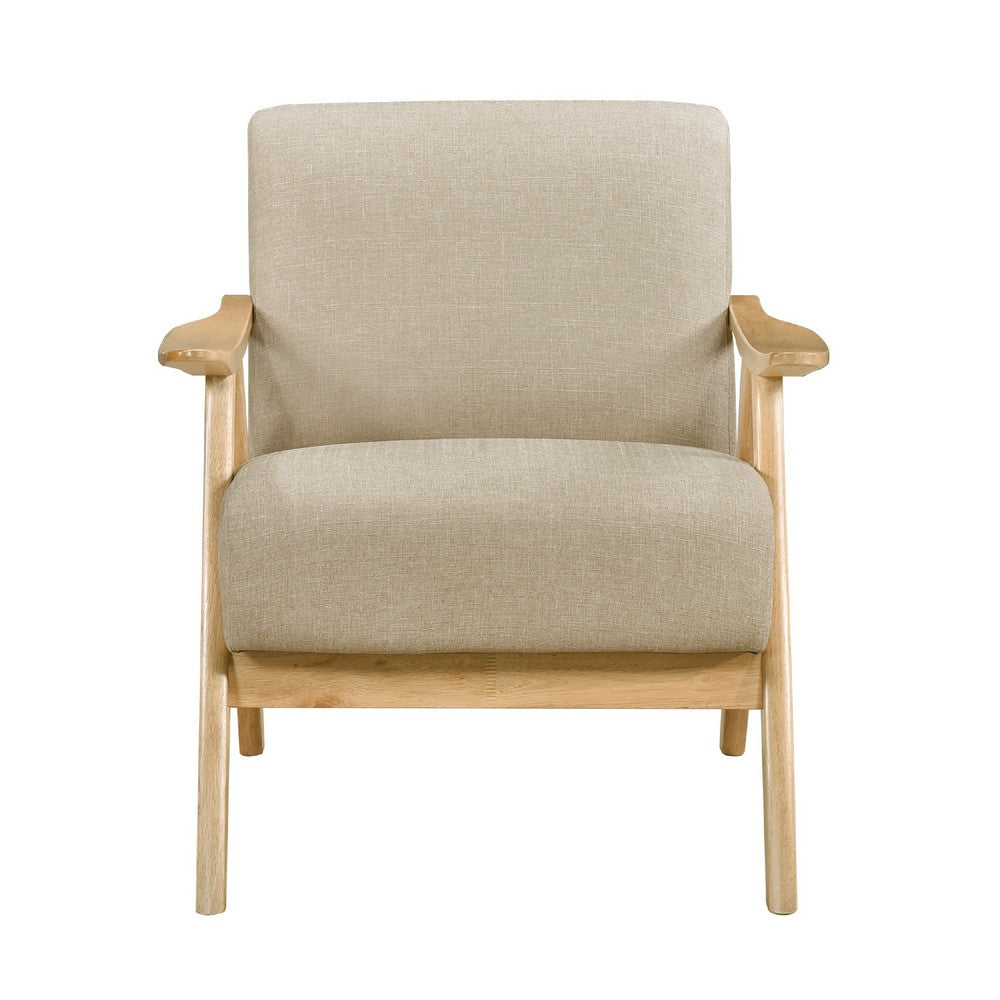 Indy Accent Club Armchair, Light Brown Textured, Solid Rubberwood -BM336186
