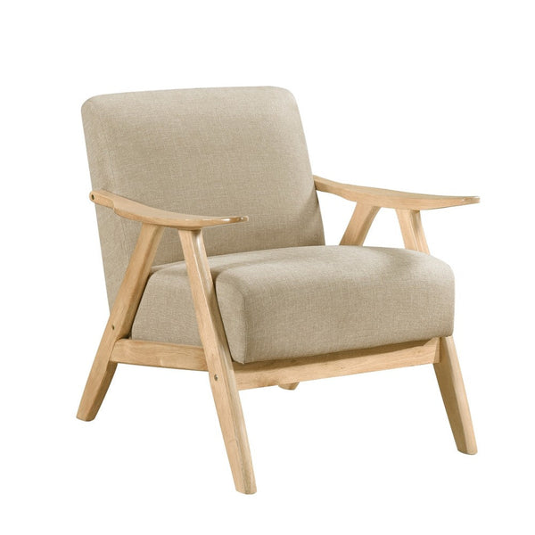 Indy Accent Club Armchair, Light Brown Textured, Solid Rubberwood -BM336186