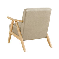 Indy Accent Club Armchair, Light Brown Textured, Solid Rubberwood -BM336186
