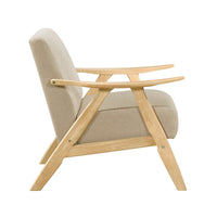 Indy Accent Club Armchair, Light Brown Textured, Solid Rubberwood -BM336186