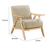 Indy Accent Club Armchair, Light Brown Textured, Solid Rubberwood -BM336186