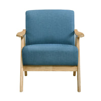 Indy Accent Club Armchair, Blue Textured, Solid Rubberwood Frame -BM336188