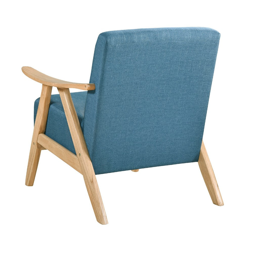 Indy Accent Club Armchair, Blue Textured, Solid Rubberwood Frame -BM336188