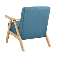 Indy Accent Club Armchair, Blue Textured, Solid Rubberwood Frame -BM336188