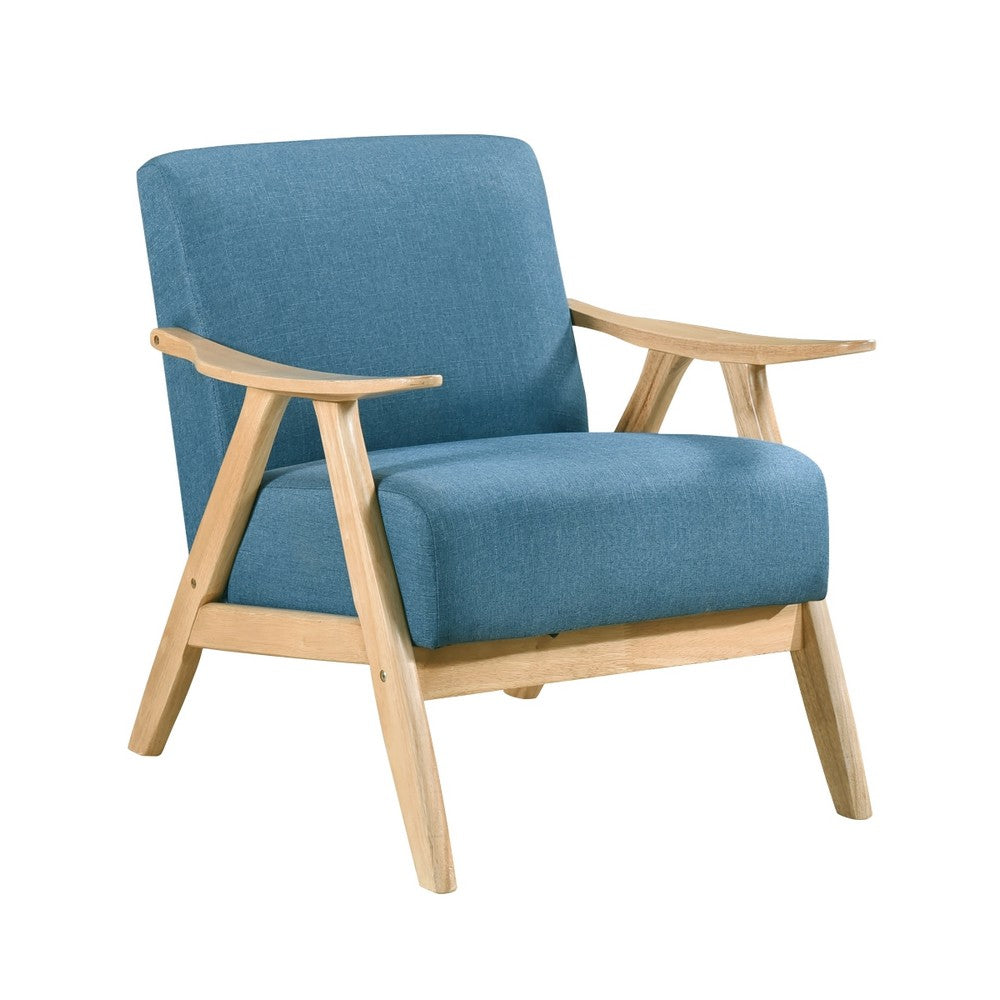 Indy Accent Club Armchair, Blue Textured, Solid Rubberwood Frame -BM336188