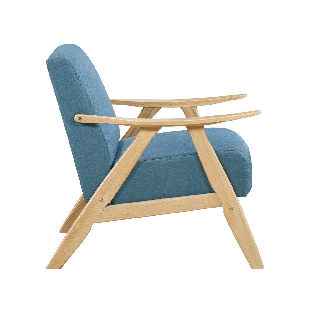 Indy Accent Club Armchair, Blue Textured, Solid Rubberwood Frame -BM336188