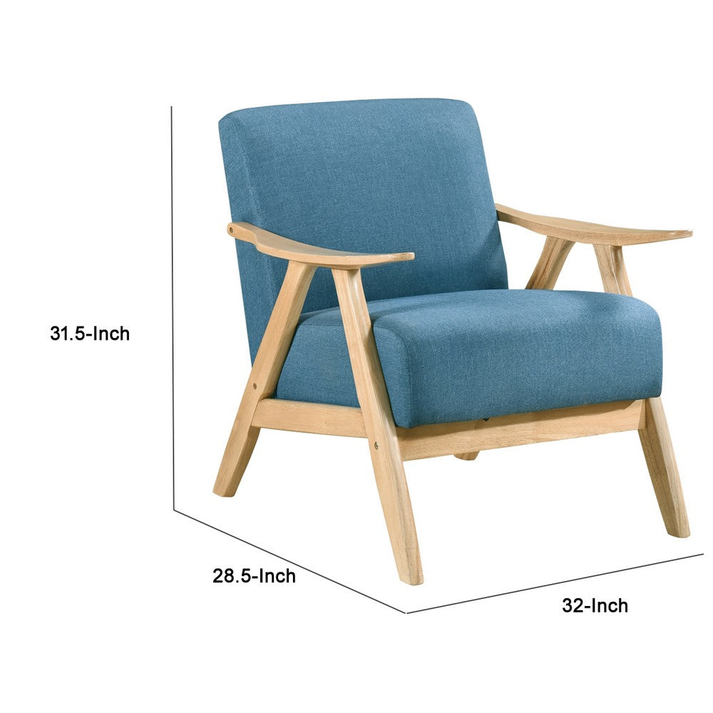 Indy Accent Club Armchair, Blue Textured, Solid Rubberwood Frame -BM336188