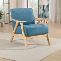 Indy Accent Club Armchair, Blue Textured, Solid Rubberwood Frame -BM336188