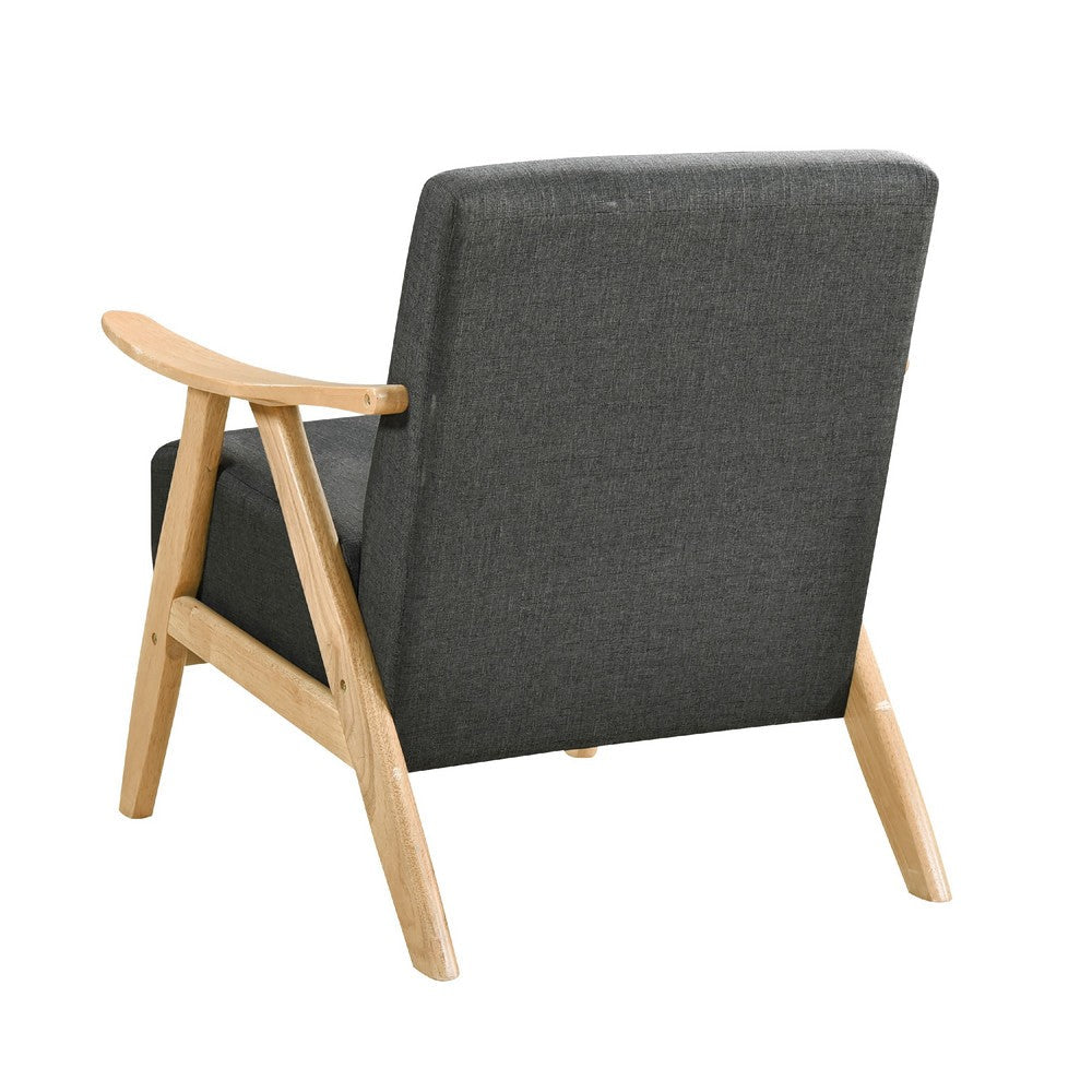 Indy Accent Club Armchair, Dark Gray Textured, Solid Rubberwood Frame -BM336189