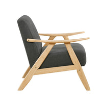 Indy Accent Club Armchair, Dark Gray Textured, Solid Rubberwood Frame -BM336189