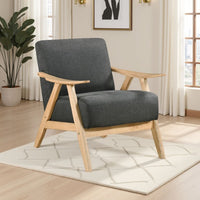 Indy Accent Club Armchair, Dark Gray Textured, Solid Rubberwood Frame -BM336189