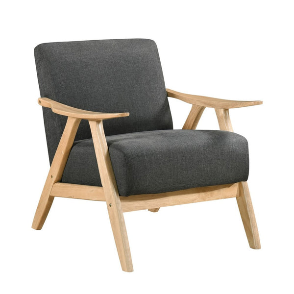 Indy Accent Club Armchair, Dark Gray Textured, Solid Rubberwood Frame -BM336189