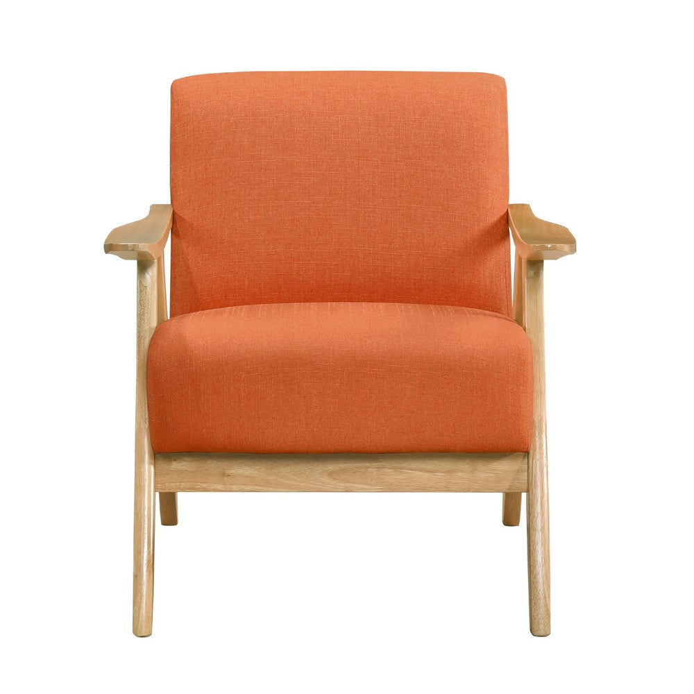 Indy Accent Club Armchair, Orange Textured, Solid Rubberwood Frame -BM336190
