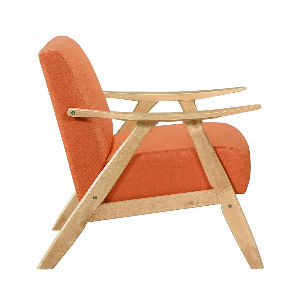 Indy Accent Club Armchair, Orange Textured, Solid Rubberwood Frame -BM336190