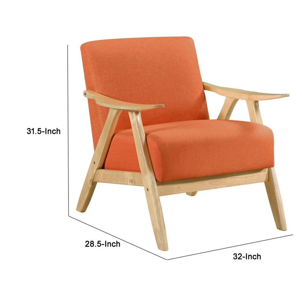 Indy Accent Club Armchair, Orange Textured, Solid Rubberwood Frame -BM336190