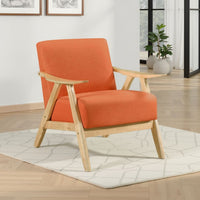Indy Accent Club Armchair, Orange Textured, Solid Rubberwood Frame -BM336190