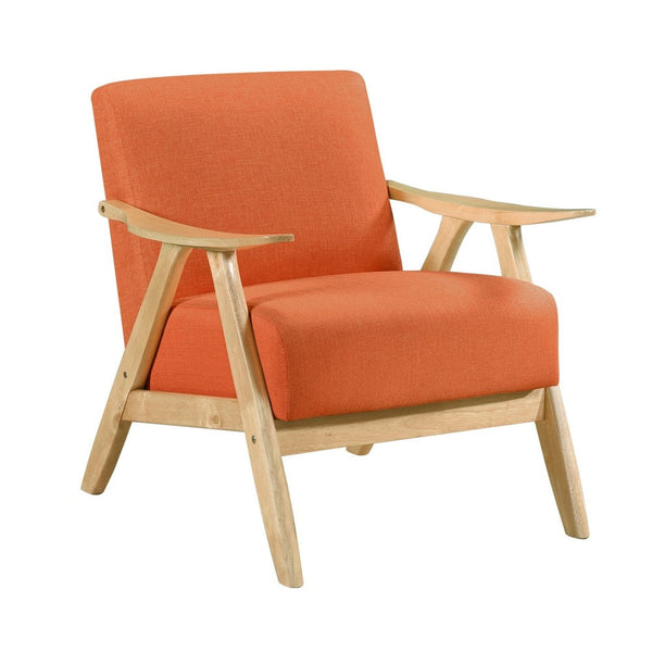 Indy Accent Club Armchair, Orange Textured, Solid Rubberwood Frame -BM336190