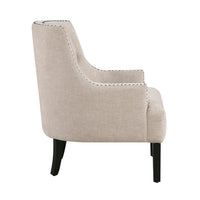 Daisie Accent Armchair, Button Tufted Beige Chenille, Solid Wood -BM336192