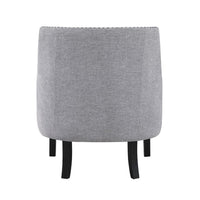 Daisie Accent Armchair, Button Tufted Gray Chenille, Solid Wood -BM336193
