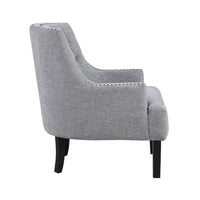 Daisie Accent Armchair, Button Tufted Gray Chenille, Solid Wood -BM336193