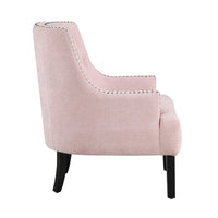 Daisie Accent Armchair, Button Tufted Pink Chenille, Solid Wood -BM336194