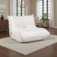 Revena Accent Floor Chair, Pleated Beige Microfiber Fabric, Curved -BM336195