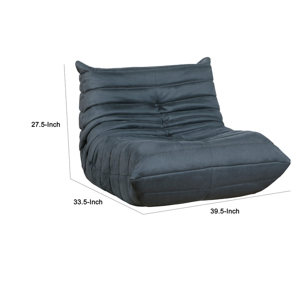 Revena Accent Floor Chair, Pleated Charcoal Gray Microfiber, Curved -BM336196