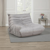 Revena Accent Floor Chair, Pleated Gray Microfiber Fabric, Curved -BM336197