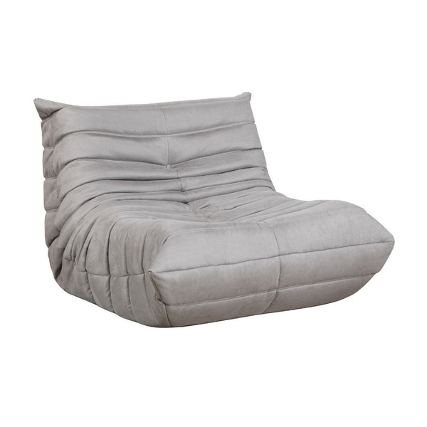 Revena Accent Floor Chair, Pleated Gray Microfiber Fabric, Curved -BM336197