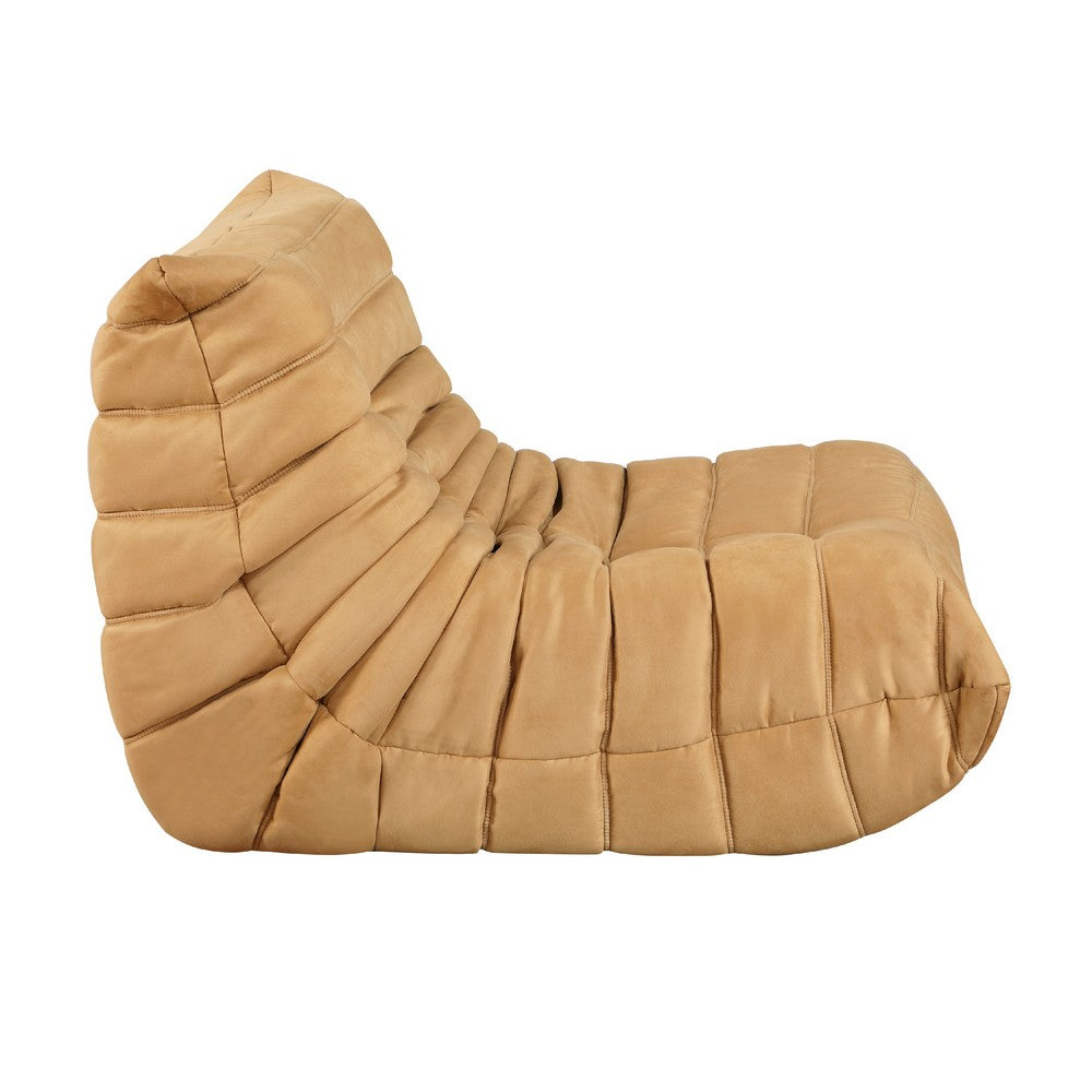 Revena Accent Floor Chair, Pleated Yellow Microfiber Fabric, Curved -BM336198