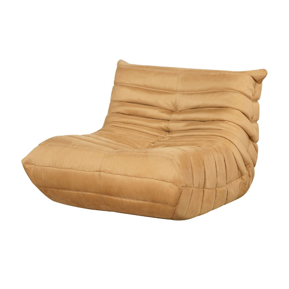 Revena Accent Floor Chair, Pleated Yellow Microfiber Fabric, Curved -BM336198