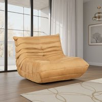 Revena Accent Floor Chair, Pleated Yellow Microfiber Fabric, Curved -BM336198