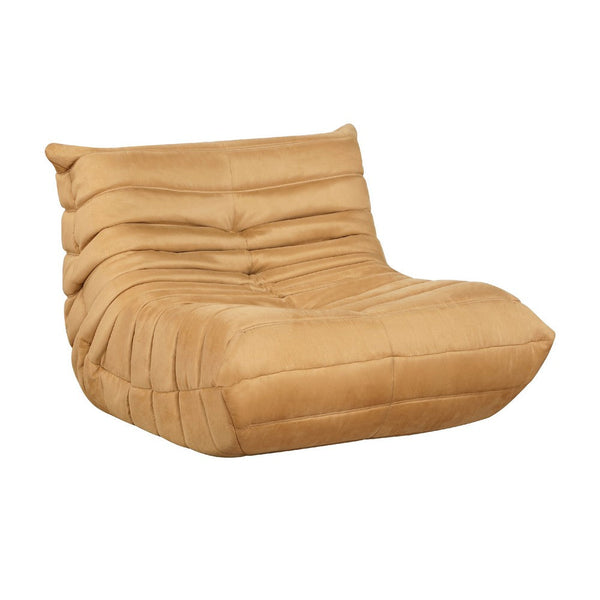 Revena Accent Floor Chair, Pleated Yellow Microfiber Fabric, Curved -BM336198