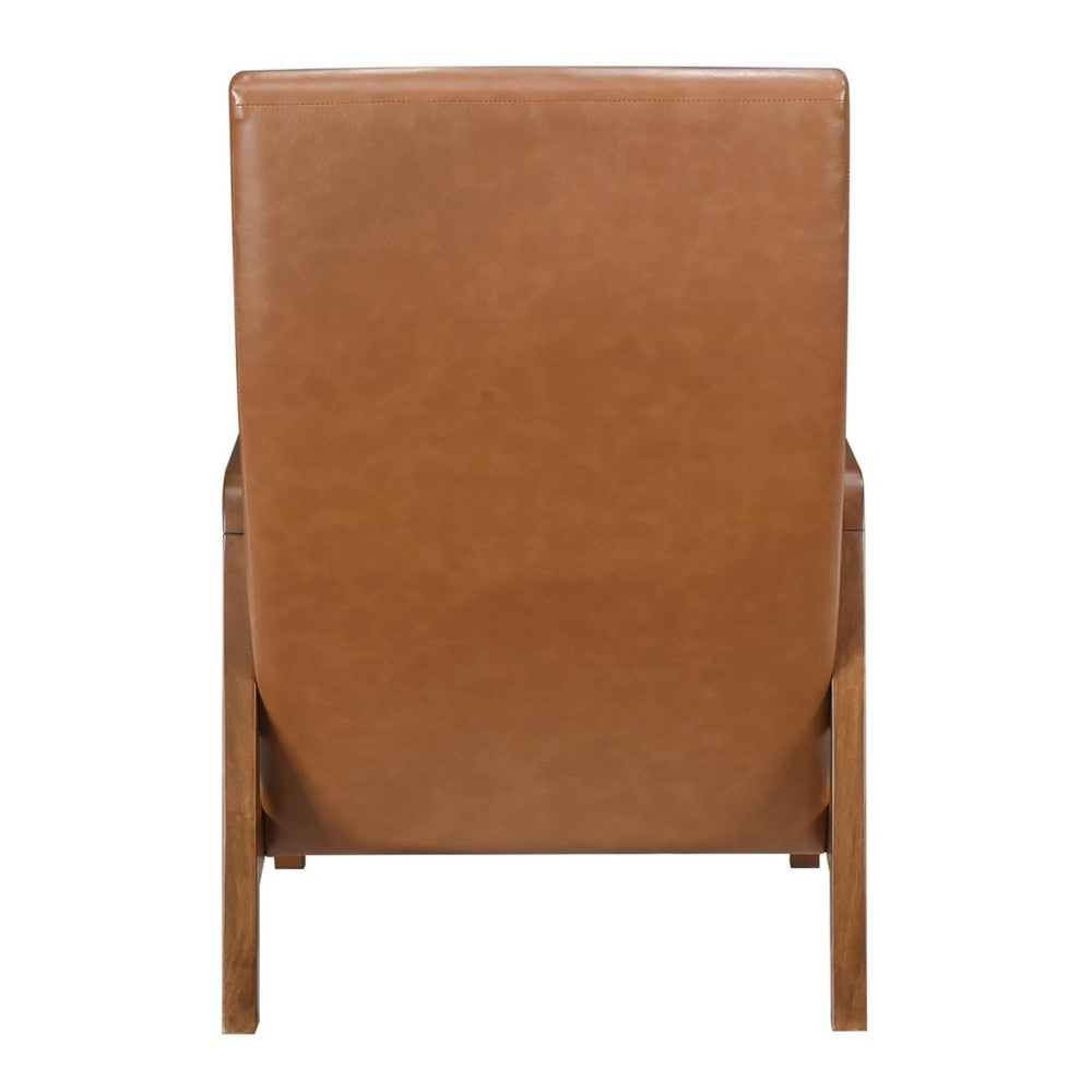 Gert Accent Chair, Matte Brown Faux Leather, Solid Rubberwood Frame -BM336199