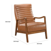 Gert Accent Chair, Matte Brown Faux Leather, Solid Rubberwood Frame -BM336199