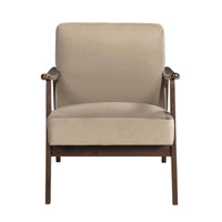 Vandie Accent Club Chair, Light Brown Velvet, Solid Rubberwood Frame -BM336200