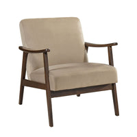 Vandie Accent Club Chair, Light Brown Velvet, Solid Rubberwood Frame -BM336200
