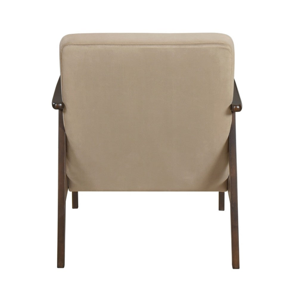 Vandie Accent Club Chair, Light Brown Velvet, Solid Rubberwood Frame -BM336200