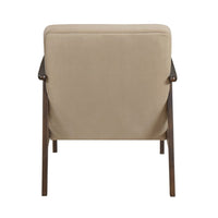 Vandie Accent Club Chair, Light Brown Velvet, Solid Rubberwood Frame -BM336200
