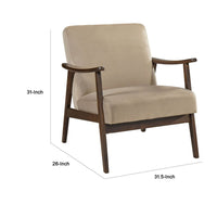 Vandie Accent Club Chair, Light Brown Velvet, Solid Rubberwood Frame -BM336200