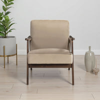 Vandie Accent Club Chair, Light Brown Velvet, Solid Rubberwood Frame -BM336200