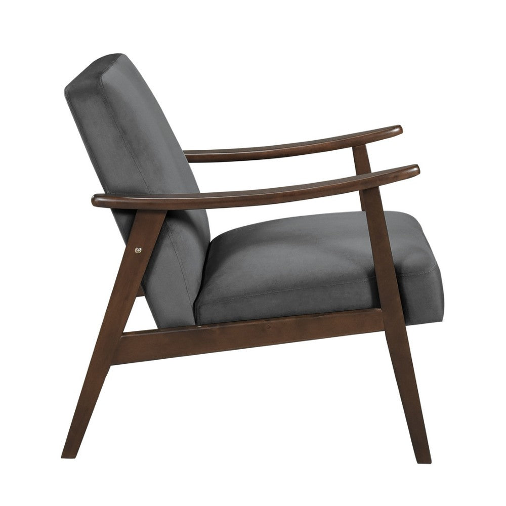 Vandie Accent Club Chair, Dark Gray Polyester, Solid Rubberwood Frame -BM336201